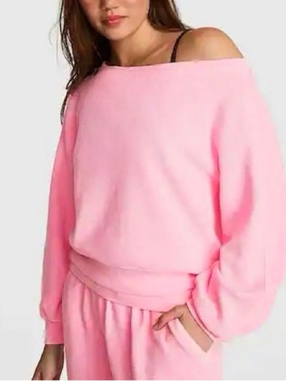 NWT Victorias Secret Pink off the shoulder pink sweatshirt sz M